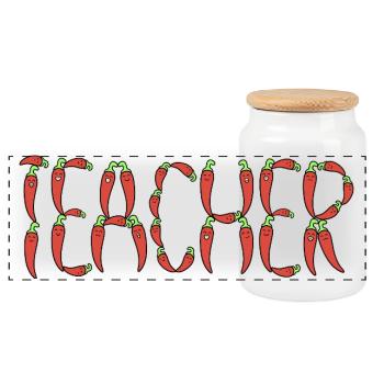 Professeur de chili - Boîte à biscuits avec couvercle en bois - blanc - Devant