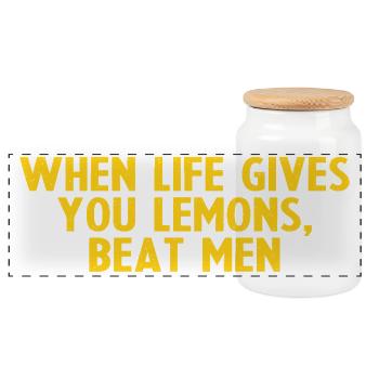 When Life Gives You Lemons, Beat Men - Boîte à biscuits avec couvercle en bois - blanc - Devant