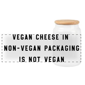 VEGAN CHEESE - Panorama Keksdose mit Holzdeckel - Weiß - Vorne