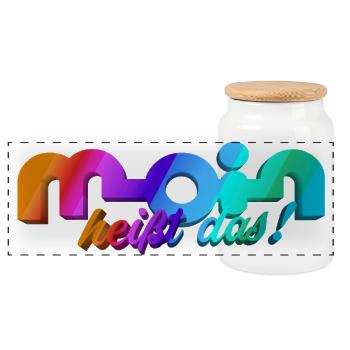 Moin heisst das! - Panorama Keksdose mit Holzdeckel - Weiß - Vorne
