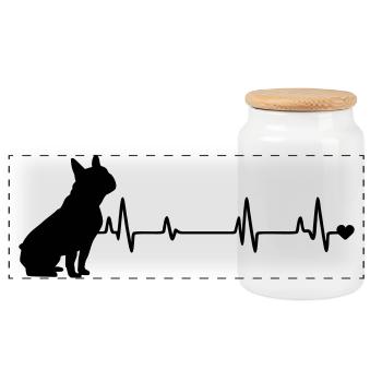 Dog - Panoramic Cookie Jar with Wooden Lid - white - Front
