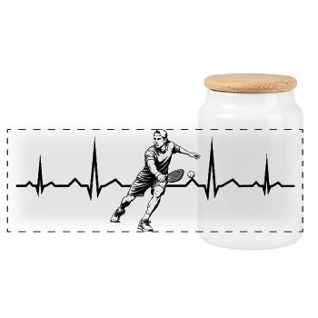 Pickleball amateur fans love pickleball player - Panoramic Cookie Jar with Wooden Lid - white - Front