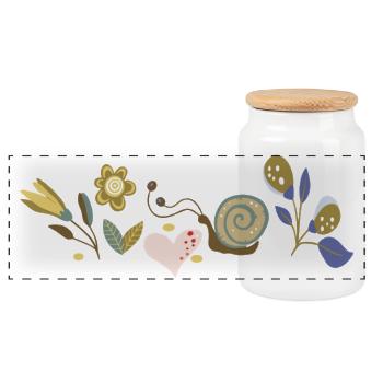 Fleurs avec escargot - Boîte à biscuits avec couvercle en bois - blanc - Devant