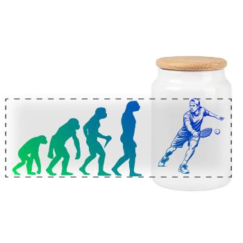 Pickleball athlete Geschenkidee für den Geburtstag - Panorama Keksdose mit Holzdeckel - Weiß - Vorne