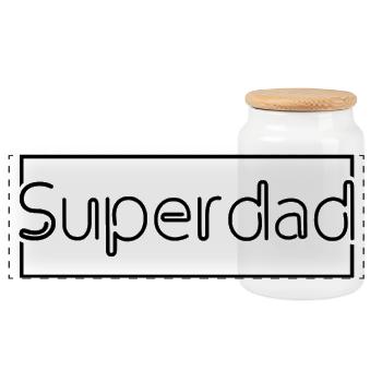 Super Dad Hero Father Power Gift - Panoramic Cookie Jar with Wooden Lid - white - Front