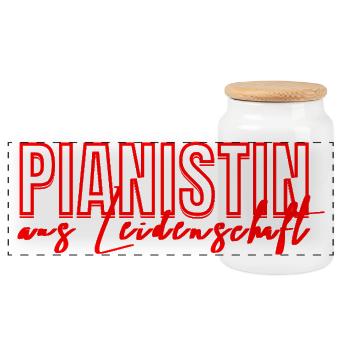 Pianistin Aus Leidenschaft Musikliebhaberin - Panorama Keksdose mit Holzdeckel - Weiß - Vorne