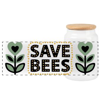 Sauver les abeilles Fleurs Conservation Apiculteur - Boîte à biscuits avec couvercle en bois - blanc - Devant