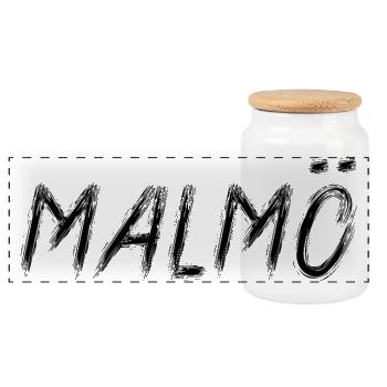 Malmö Suède Style Grunge Pinceau Noir - Boîte à biscuits avec couvercle en bois - blanc - Devant