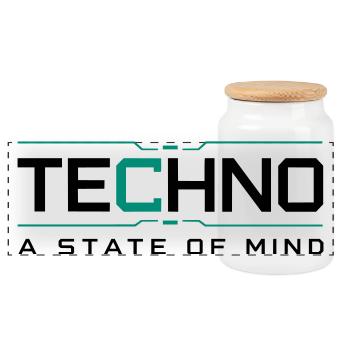 Techno - A State of Mind - Panoramic Cookie Jar with Wooden Lid - white - Front