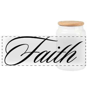 Faith Cursive Calligraphy Script Typography Graphi - Panoramic Cookie Jar with Wooden Lid - white - Front