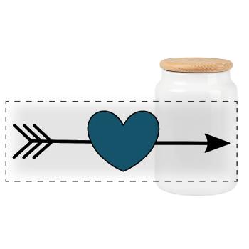 blaues Herz mit Pfeil Valentinstag Geschenk - Panorama Keksdose mit Holzdeckel - Weiß - Vorne