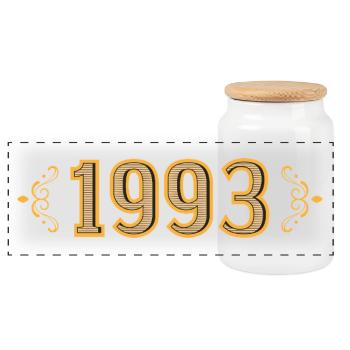 Legend since 1993 retro 1993 - Panoramic Cookie Jar with Wooden Lid - white - Front
