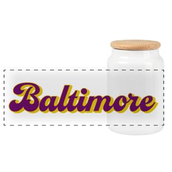 Baltimore Lettering USA Cities Design - Panoramic Cookie Jar with Wooden Lid - white - Front