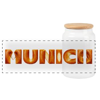 Munich - Panoramic Cookie Jar with Wooden Lid - white - Front