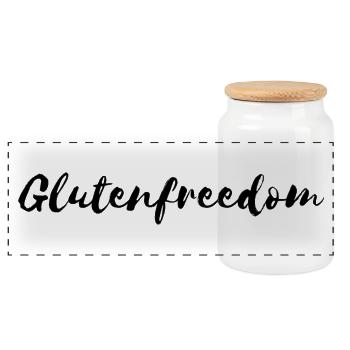Glutenfreedom - Panorama Keksdose mit Holzdeckel - Weiß - Vorne
