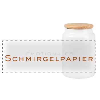 Emotionales Schmiergelpapier - Panorama Keksdose mit Holzdeckel - Weiß - Vorne