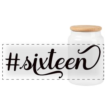 Sixteen 16 Year Old 16th Birthday #sixteen - Panoramic Cookie Jar with Wooden Lid - white - Front