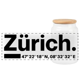 Zurich Coordinates - Panoramic Cookie Jar with Wooden Lid - white - Front
