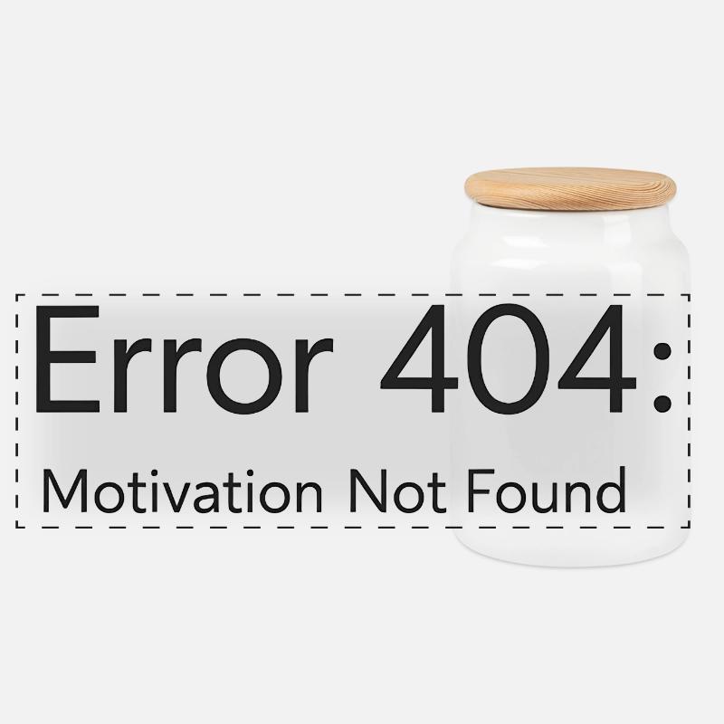 404 - Motivation non trouvée Design minimal de T-shirt - Boîte à biscuits avec couvercle en bois - blanc