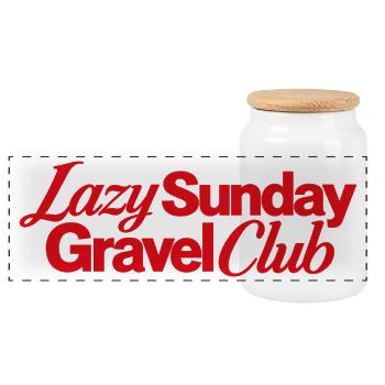 Lazy Sunday Gravel Club Logo - Panorama Keksdose mit Holzdeckel - Weiß - Vorne