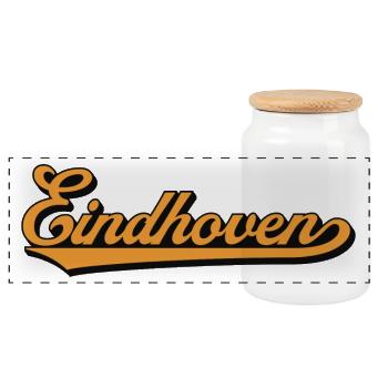 Eindhoven Retro Script - Panorama Keksdose mit Holzdeckel - Weiß - Vorne