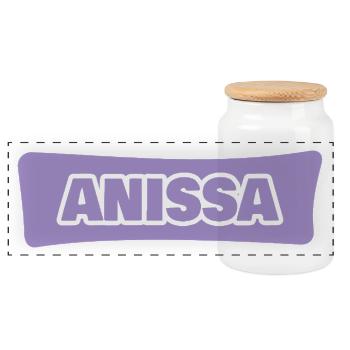 Anissa comme prénom - Boîte à biscuits avec couvercle en bois - blanc - Devant