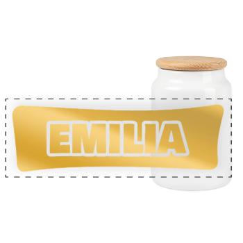 Emilia en or - Boîte à biscuits avec couvercle en bois - blanc - Devant