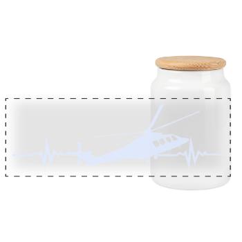 ECG du battement cardiaque d’hélicoptère - Boîte à biscuits avec couvercle en bois - blanc - Devant