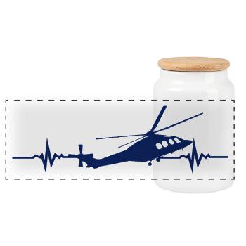 Helicopter Helicopter Heartbeat - Panoramic Cookie Jar with Wooden Lid - white - Front