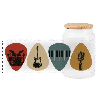 Musik liegt in der Luft - Band - Panorama Keksdose mit Holzdeckel - Weiß - Vorne