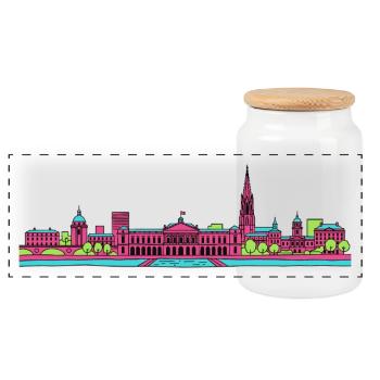 Silhouette de Bordeaux Place de la Bourse Art - Boîte à biscuits avec couvercle en bois - blanc - Devant