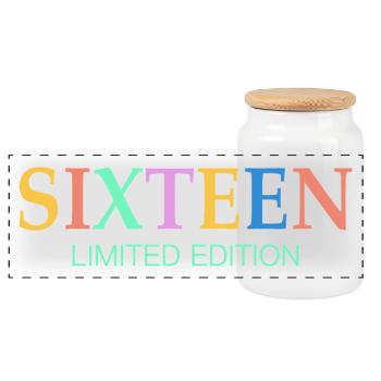 16. Geburtstag Limited Edition Vintage - Panorama Keksdose mit Holzdeckel - Weiß - Vorne