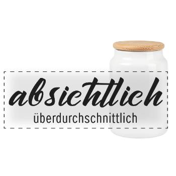 Absichtlich überdurchschnittlich – Humor Statement - Panorama Keksdose mit Holzdeckel - Weiß - Vorne
