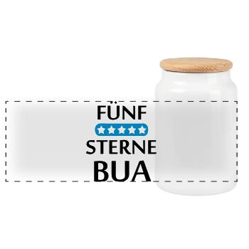 Fünf Sterne Bua Bayern Geschenk - Panorama Keksdose mit Holzdeckel - Weiß - Vorne
