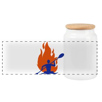 Canoe fire flame - Panoramic Cookie Jar with Wooden Lid - white - Front