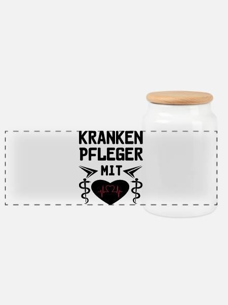 Krankenpfleger mit Herz Geschenk - Panorama Keksdose mit Holzdeckel - Weiß