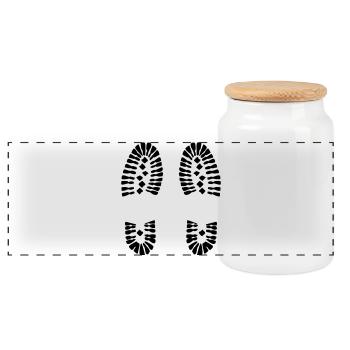Empreintes de pas (V) - Boîte à biscuits avec couvercle en bois - blanc - Devant