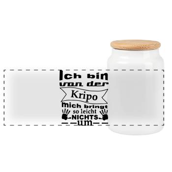 Kripo Humor Polizei Spruch Fun Geschenk - Panorama Keksdose mit Holzdeckel - Weiß - Vorne