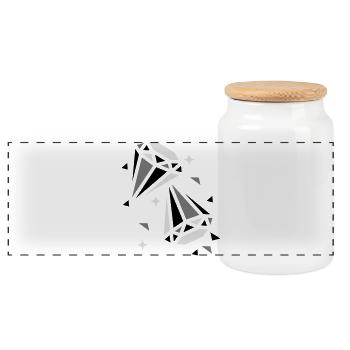Two diamonds - Panoramic Cookie Jar with Wooden Lid - white - Front