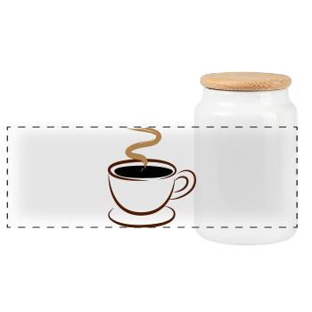 coffee - Panoramic Cookie Jar with Wooden Lid - white - Front