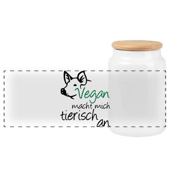 Vegan Veganer Tier Schwein Geschenk Tierschutz - Panorama Keksdose mit Holzdeckel - Weiß - Vorne