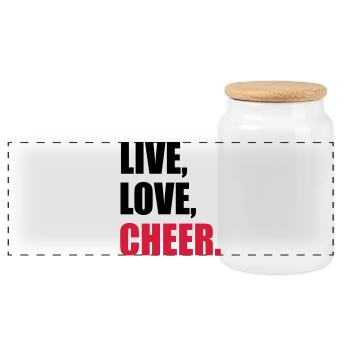 cheerleader - Panoramic Cookie Jar with Wooden Lid - white - Front