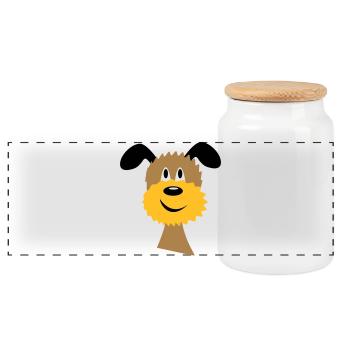 dog - Panoramic Cookie Jar with Wooden Lid - white - Front