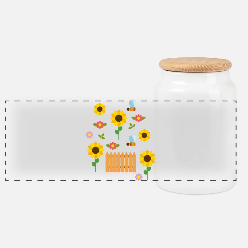 summer - Panoramic Cookie Jar with Wooden Lid - white
