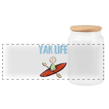 Yak Life - Kajak - Kayak - Kanu - Ruderer - Panorama Keksdose mit Holzdeckel - Weiß - Vorne