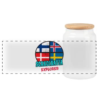 Scandinavia Explorer / Skandinavien / Geschenk - Panorama Keksdose mit Holzdeckel - Weiß - Vorne
