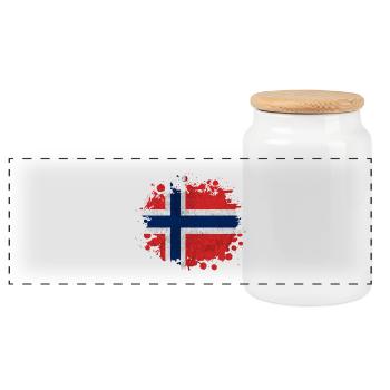 Klecks Norvège - Cadeau drapeau - Boîte à biscuits avec couvercle en bois - blanc - Devant