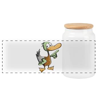drôle - canard comique - Boîte à biscuits avec couvercle en bois - blanc - Devant
