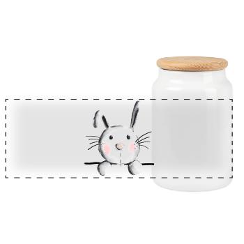 Lapin mignon - lapin - lapin - lapin - Boîte à biscuits avec couvercle en bois - blanc - Devant