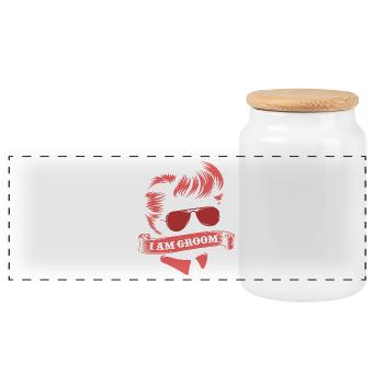 célibataire - Boîte à biscuits avec couvercle en bois - blanc - Devant